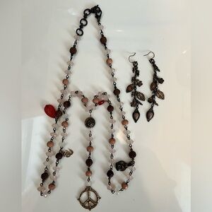 Lucky Brand Necklace and Earring Set- PEACE symbol
